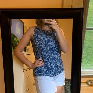 🍁 2/$20❕Blue &White Patterned Drawstring Tank Top